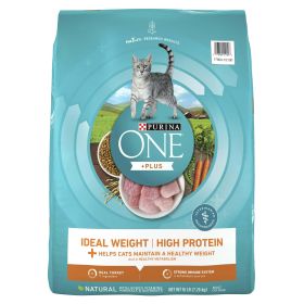 Purina One +Plus Ideal Weight High Protein Dry Cat Food Turkey, 16 lb Bag