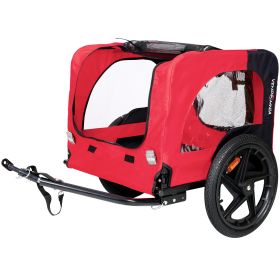 Bicycle trailer for pets outdoor foldable red color dog trailer with reflectors and safty flag