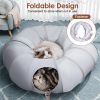 Indoor Cat Tunnel Bed with Interactive Hanging Ball Circle Cat Tunnel Cooling Fabric Central Soft Mat Flexible Design Foldable Tunnel for Cats Puppy