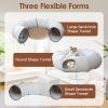 Indoor Cat Tunnel Bed with Interactive Hanging Ball Circle Cat Tunnel Cooling Fabric Central Soft Mat Flexible Design Foldable Tunnel for Cats Puppy