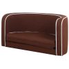 35" Brown Pet Sofa with Wooden Structure and Linen Goods White Roller Lines on the Edges Curved Appearance pet Sofa with Cushion