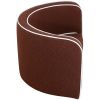 35" Brown Pet Sofa with Wooden Structure and Linen Goods White Roller Lines on the Edges Curved Appearance pet Sofa with Cushion