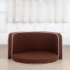 35" Brown Pet Sofa with Wooden Structure and Linen Goods White Roller Lines on the Edges Curved Appearance pet Sofa with Cushion