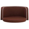 35" Brown Pet Sofa with Wooden Structure and Linen Goods White Roller Lines on the Edges Curved Appearance pet Sofa with Cushion