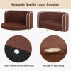 35" Brown Pet Sofa with Wooden Structure and Linen Goods White Roller Lines on the Edges Curved Appearance pet Sofa with Cushion