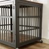 Furniture style dog crate wrought iron frame door with side openings, Rustic Brown, 43.3''W x 29.9''D x 33.5''H.