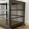 Furniture style dog crate wrought iron frame door with side openings, Rustic Brown, 38.4''W x 27.7''D x 30.2''H.