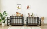 Furniture style dog crate wrought iron frame door with side openings, Rustic Brown, 43.3''W x 29.9''D x 33.5''H.