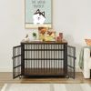 Furniture style dog crate wrought iron frame door with side openings, Rustic Brown, 38.4''W x 27.7''D x 30.2''H.