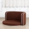 35" Brown Pet Sofa with Wooden Structure and Linen Goods White Roller Lines on the Edges Curved Appearance pet Sofa with Cushion