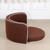 35" Brown Pet Sofa with Wooden Structure and Linen Goods White Roller Lines on the Edges Curved Appearance pet Sofa with Cushion