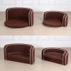 35" Brown Pet Sofa with Wooden Structure and Linen Goods White Roller Lines on the Edges Curved Appearance pet Sofa with Cushion