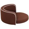 35" Brown Pet Sofa with Wooden Structure and Linen Goods White Roller Lines on the Edges Curved Appearance pet Sofa with Cushion