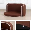 35" Brown Pet Sofa with Wooden Structure and Linen Goods White Roller Lines on the Edges Curved Appearance pet Sofa with Cushion