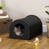 PawHut Dome Heated Cat House Portable and Waterproof Pet Shelter for Kitty in Winter, Black