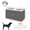 PawHut Large Elevated Dog Bowls with Storage, Raised Dog Bowl Stand, Gray