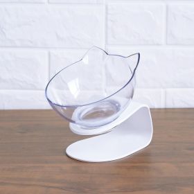 Non Slip Double Cat Bowl With Raised Stand Pet Food Cat Feeder Protect Cervical Vertebra Dog Bowl Transparent Pet Products (Option: Single white and box)