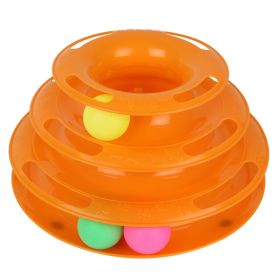 Pet Cat Crazy Ball Disk Interactive Toys Amusement Plate Trilaminar Funny Toy (Color: orange)