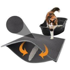 Pet Cat Litter Mat Double Layer Waterproof Urine Proof Trapping Mat,Cat scratching mat (Color: Black)