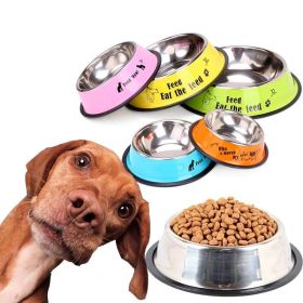 Pet Feeding Bowls Stainless Steel Non-slip Dog Bowl Durable Anti-fall Cat Puppy Feeder For Dogs Teddy Golden Retriever (Color: orange)