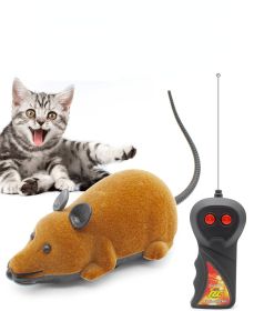 Remote control electric mouse for pet toys; simulation electric mouse; battery replaceable; cat toy (colour: dark brown)