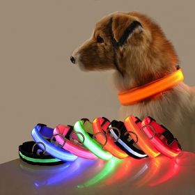 Glow-In-The-Dark Pet Collar For Dog & Cat; LED Dog Collar For Night Walking; USB charging (Color: yellow)