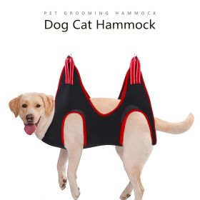 Pet Grooming Hammock For Dog & Cat; Cat Hammock Restraint Bag For Bathing Trimming Nail Clipping (Color: Black Red Edge)