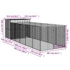 Dog House with Run Anthracite 84.3"x260.2"x71.3" Galvanized Steel