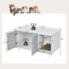 Cat Litter Box Enclosure with Divider and Double Doors