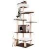 Wood Multi-Layer Platform Cat Tree with Scratch Resistant Rope